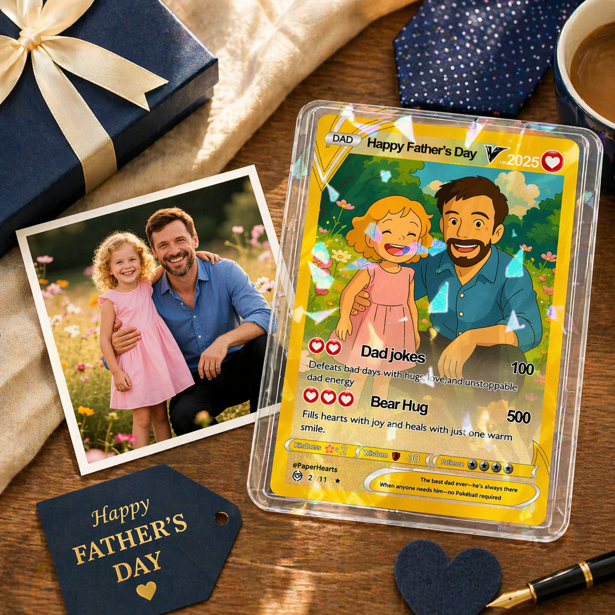 Cadeau Personnalisé De Carte De Papa Carte à Collectionner Photo Et Nom Personnalisée, Cadeau Unique Pour La Fête Des Pères Pour Papa - MapLunelampeFr