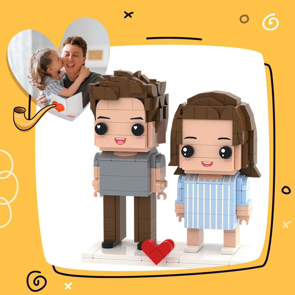 Cadeau Fête Des Pères Personnalisable Entièrement Body 2 Personnes Figurines Briques Personnalisées Papa Et Fille - MapLunelampeFr