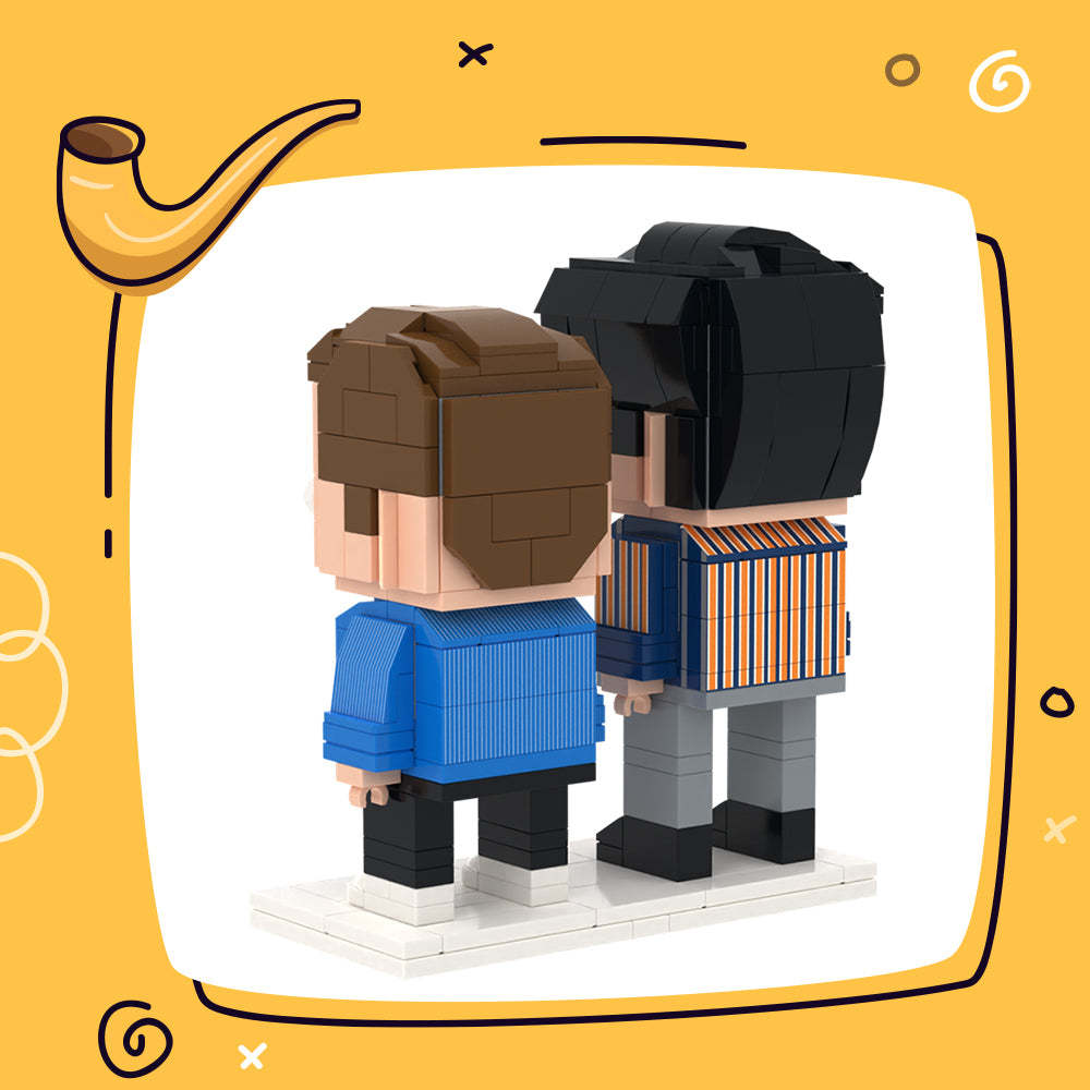 Cadeau Exquis Pour Papa Personnalisable Entièrement Corps 2 Personnes Figurines En Brique Personnalisées - MapLunelampeFr