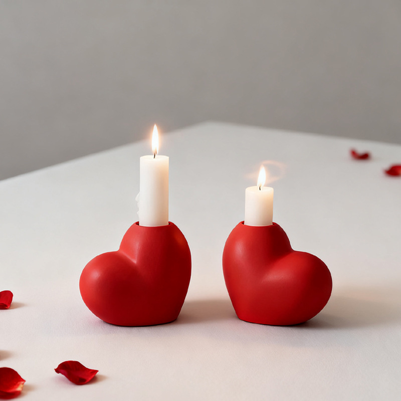 Cadeau De Saint-valentin : Bougeoir En Céramique En Forme De Cœur - Décoration Romantique Et Élégante Pour Les Anniversaires Et Les Soirées En Amoureux - MapLunelampeFr