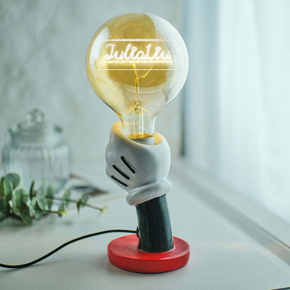 Lampe Led Vintage Edison Personnalisée En Acrylique, Ampoules Douces - maplunelampefr