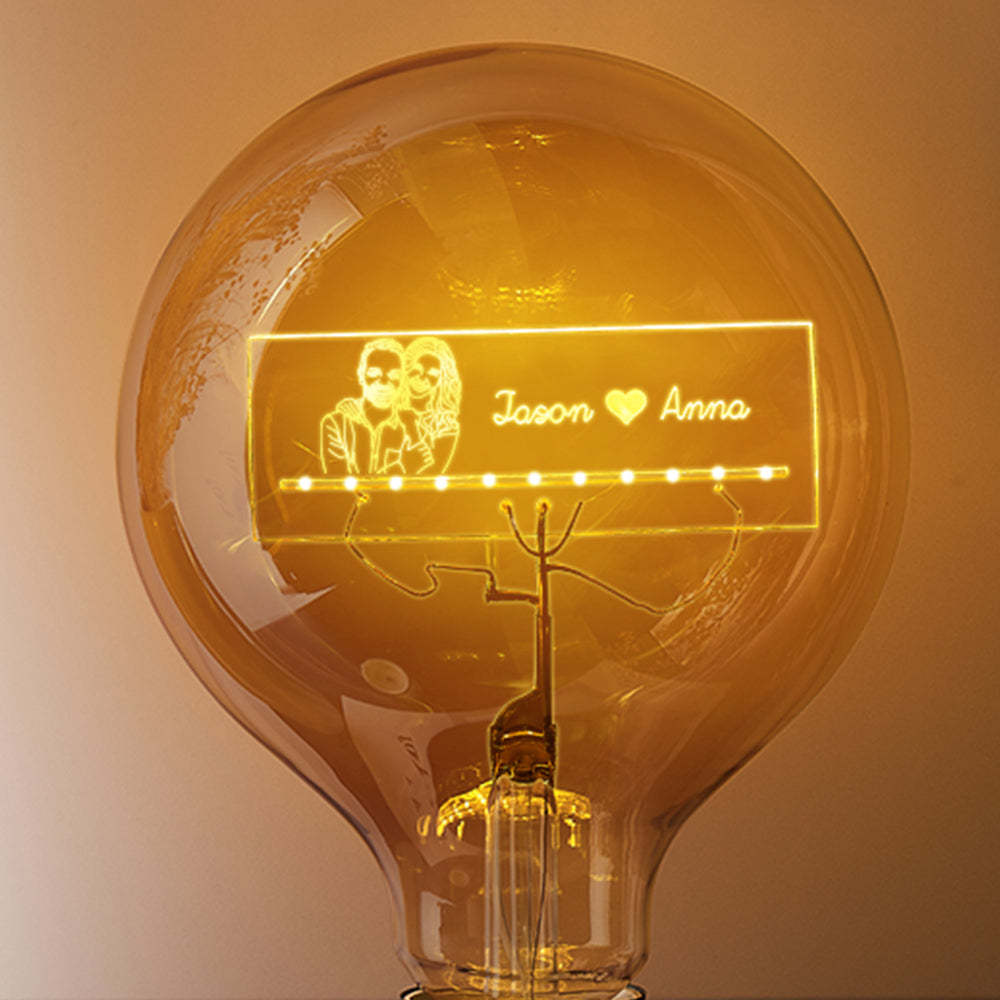 Lampe Led Vintage Edison Personnalisée Avec Photo Et Nom, Ampoules Douces En Acrylique Personnalisées - maplunelampefr