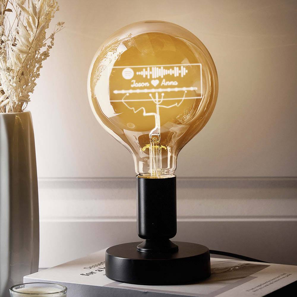 Code De Musique Spotify Personnalisé Led Vintage Edison Personnalisé Acrylique Nom Lampe Ampoules Douces - maplunelampefr