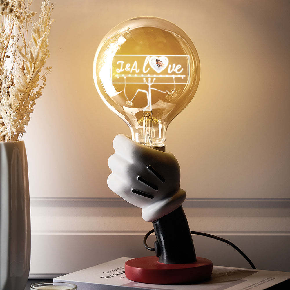 Photo Personnalisée Led Vintage Edison Personnalisé Acrylique Nom Lampe Ampoules Douces - maplunelampefr