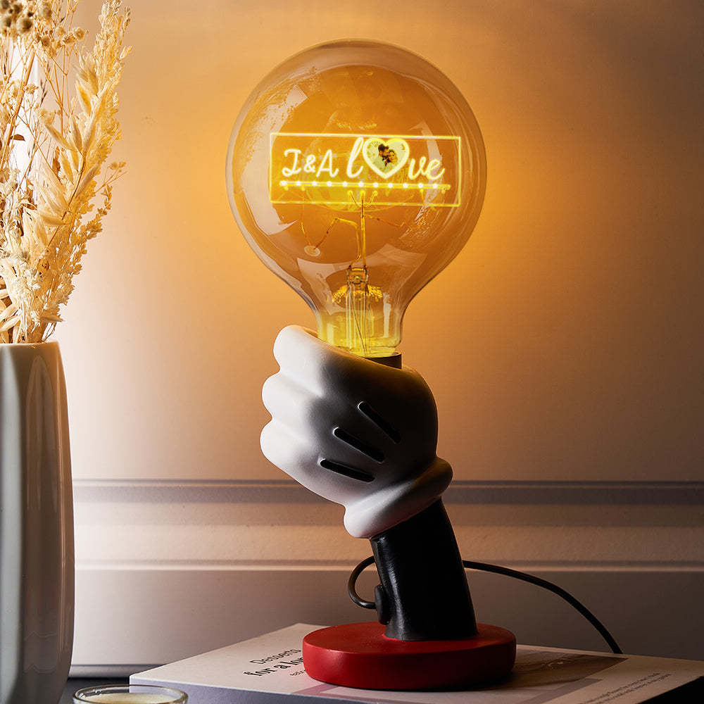 Photo Personnalisée Led Vintage Edison Personnalisé Acrylique Nom Lampe Ampoules Douces - maplunelampefr