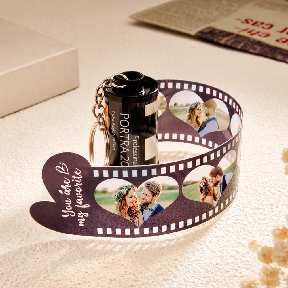 Porte-clés En Film Photo Gravé Personnalisé, Rouleau D'appareil Photo, Cadeaux Créatifs En Forme De Cœur - maplunelampefr