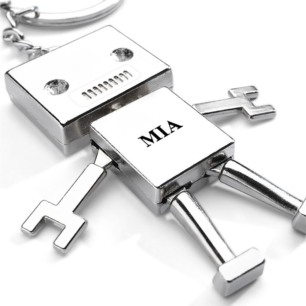 Porte-clés À Breloques Robot Avec Texte Personnalisé, Cadeau Amusant - maplunelampefr