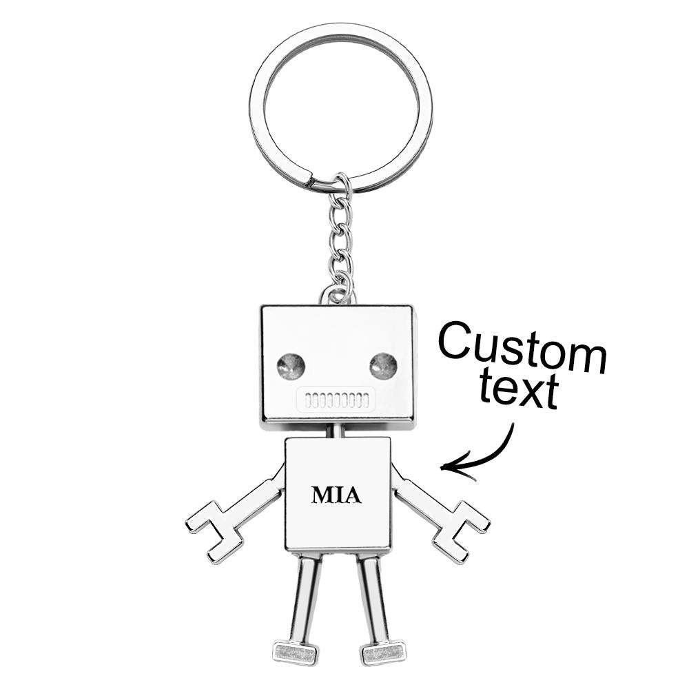Porte-clés À Breloques Robot Avec Texte Personnalisé, Cadeau Amusant - maplunelampefr