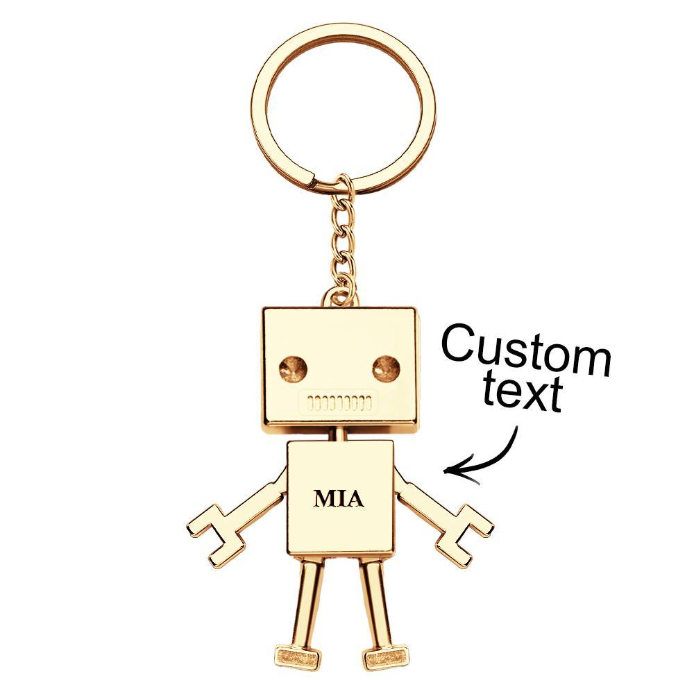 Porte-clés À Breloques Robot Avec Texte Personnalisé, Cadeau Amusant - maplunelampefr