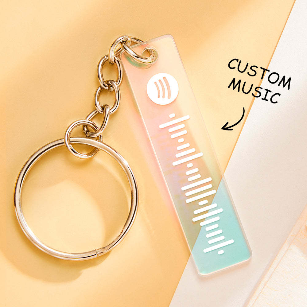 Porte-clés À Code Spotify Scannable Personnalisé, En Acrylique Transparent, Dégradé De Couleur, Cadeau Créatif - maplunelampefr