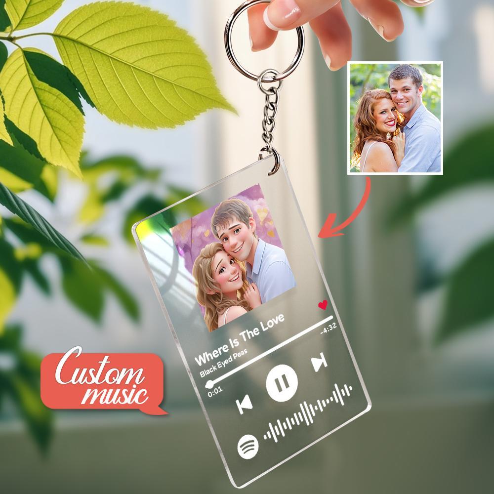 Affiche De Chanson De Dessin Animé Avec Photo Personnalisée, Code Spotify Scannable, Plaque De Musique En Acrylique, Veilleuse, Cadeaux Pour Elle - MapLunelampeFr