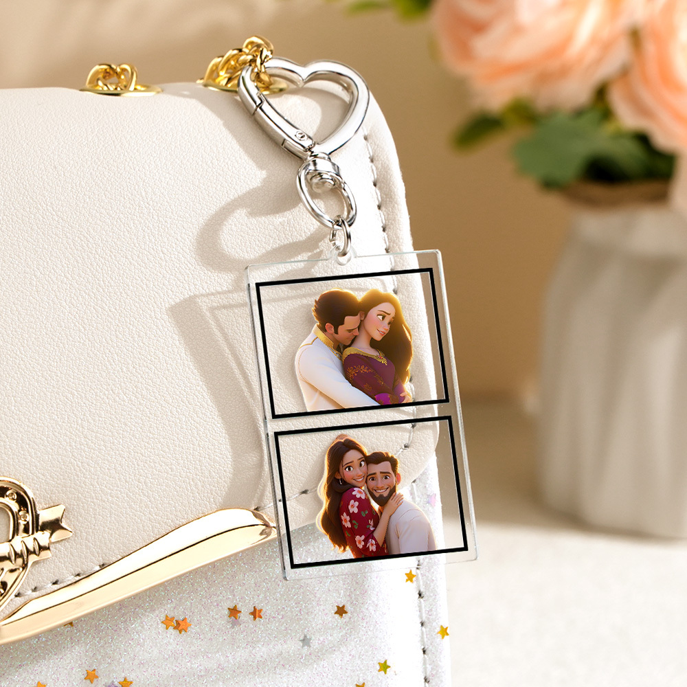 Porte-clés Photo Personnalisé En Acrylique Avec Photo De Couple, Cadeau D'anniversaire, De Saint-valentin Pour Elle - MapLunelampeFr