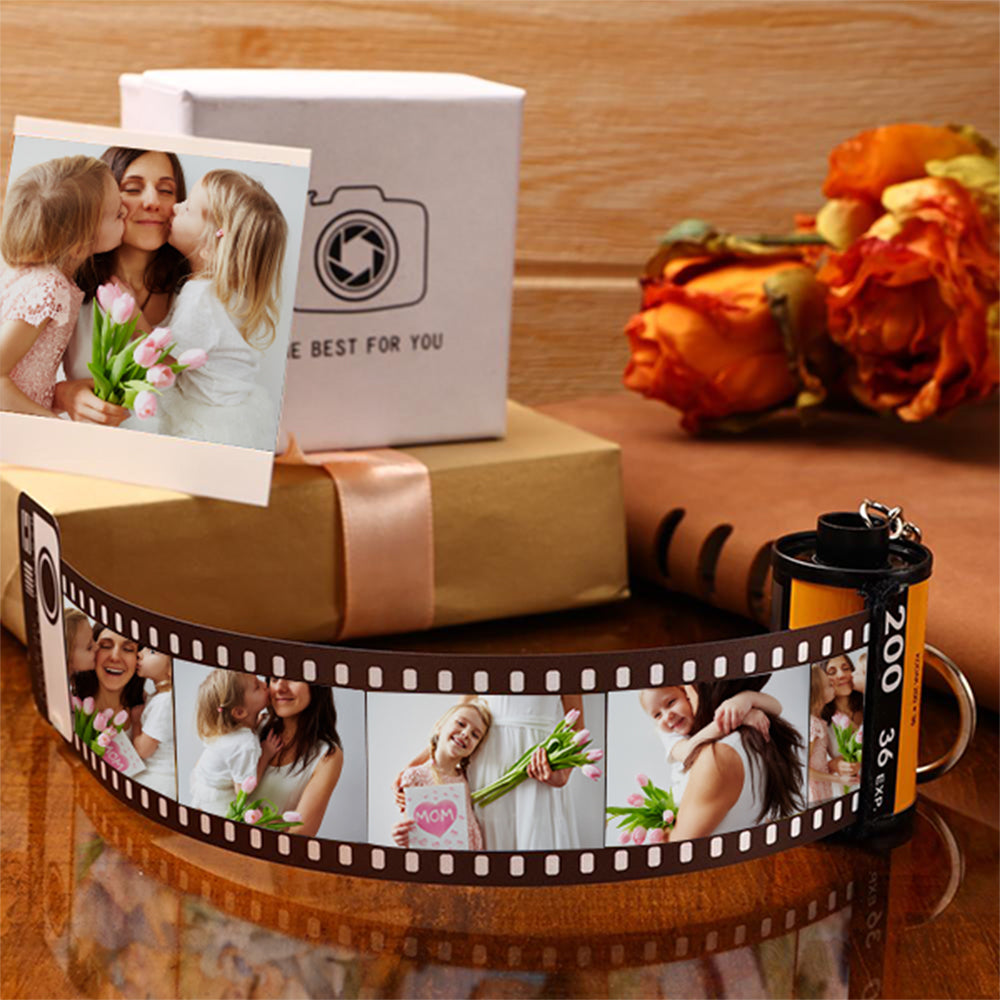 Cadeau fête des mères Porte-clés Personnalisé en Rouleau de Caméra Coloré