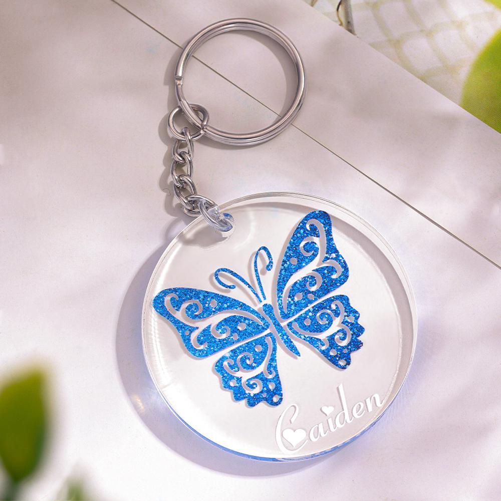 Cadeaux Pour Elle Lampe Porte-clés Papillon Personnalisée Avec Nom Personnalisé Night Light Bedroom Decor - maplunelampefr