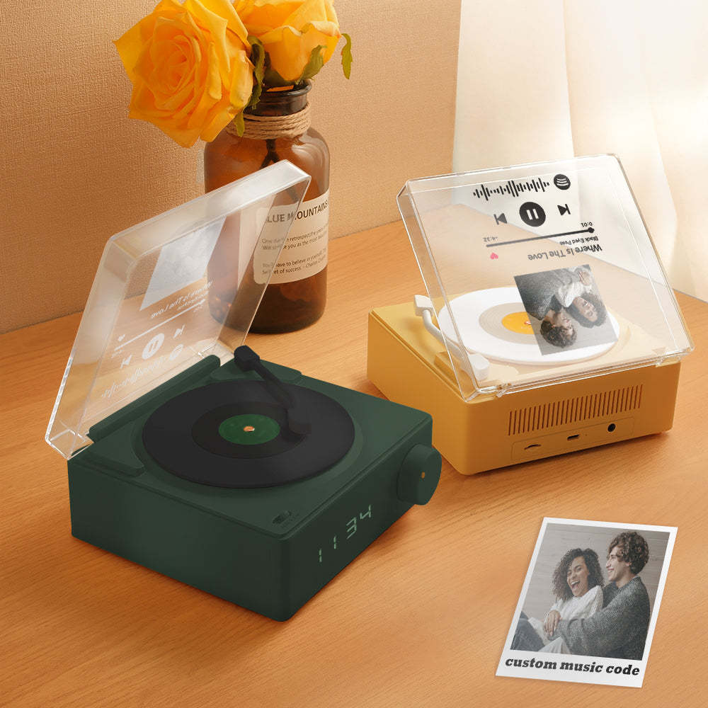 Personalized Photo Spotify Code Bluetooth Speaker Retro Alarm Clock For Music Lovers - maplunelampefr