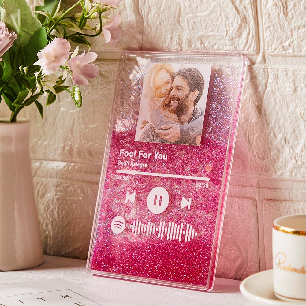 Scannable Spotify Code Quicksand Plaque Keychain Lamp Music and Photo Acrylic Gifts for Her - maplunelampefr