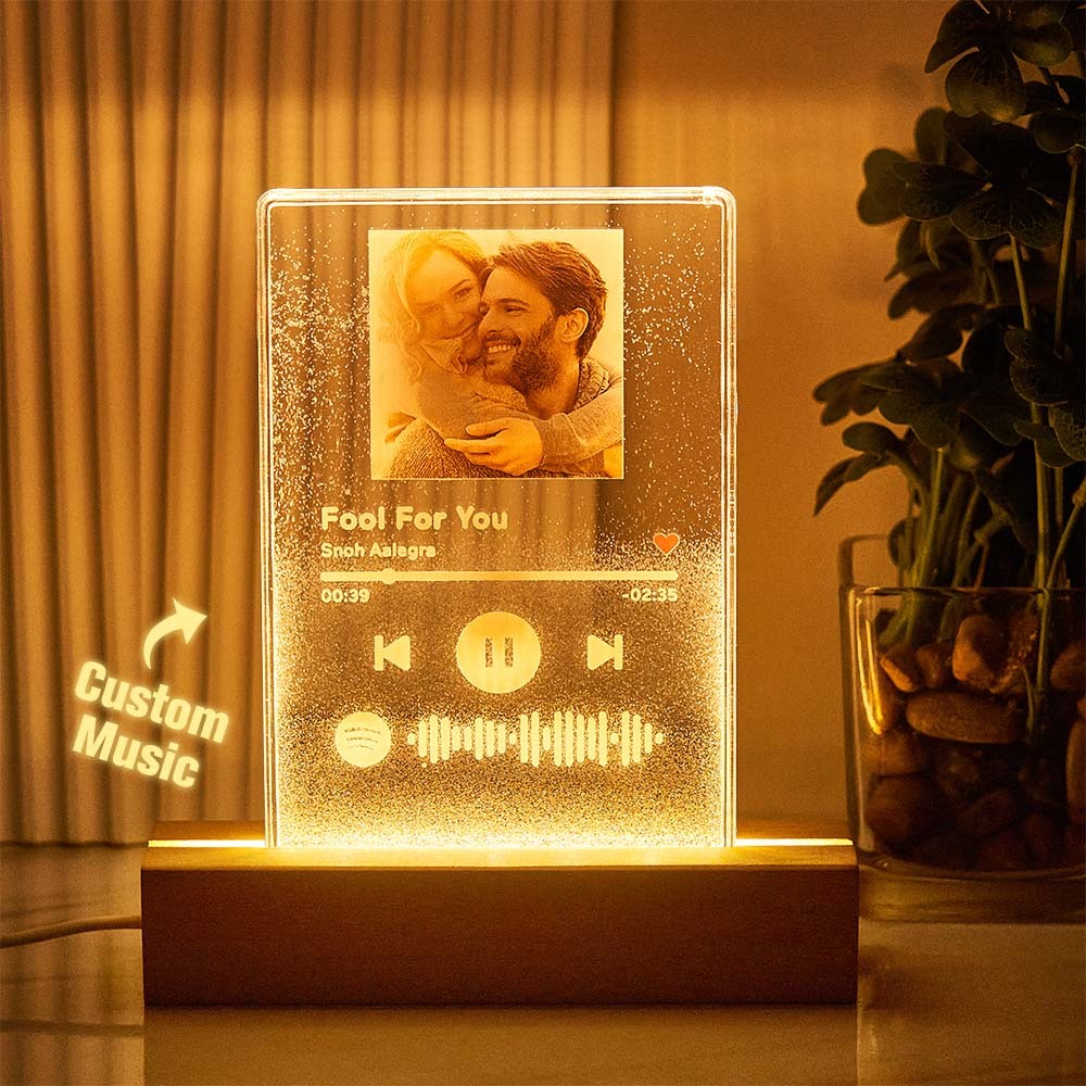 Porte-clés lampe Spotify avec code à scanner, musique et photo, en acrylique, cadeau idéal pour elle.