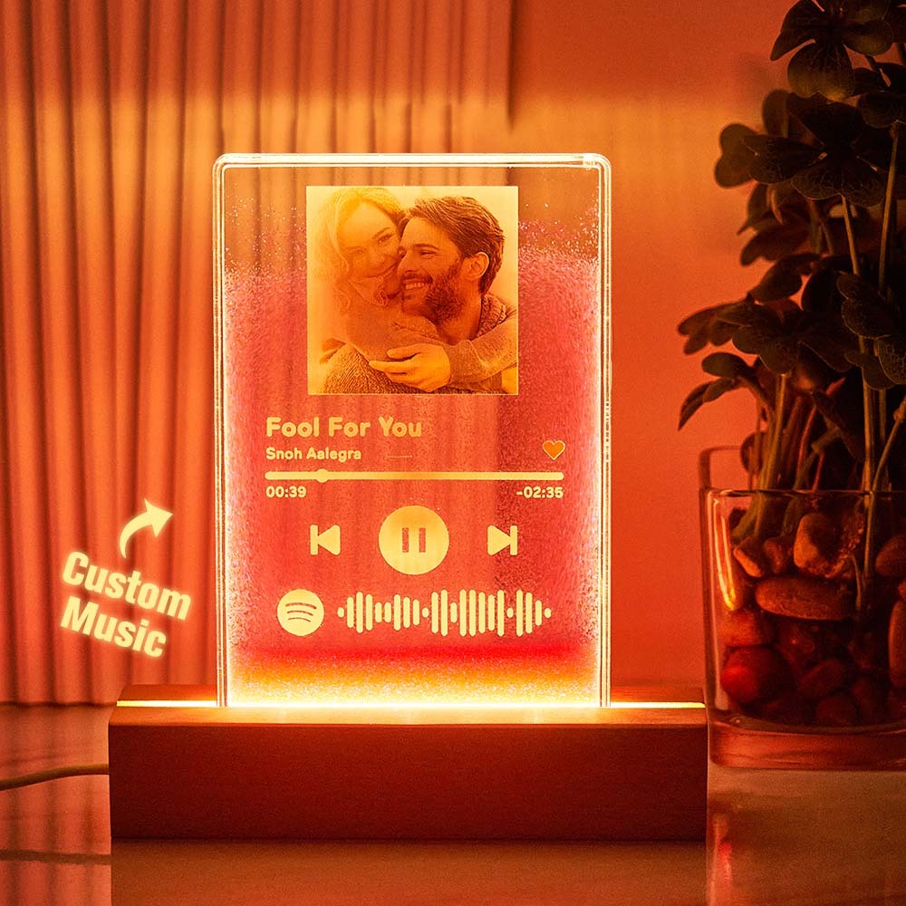 Scannable Spotify Code Quicksand Plaque Keychain Lamp Music and Photo Acrylic Gifts for Her - maplunelampefr