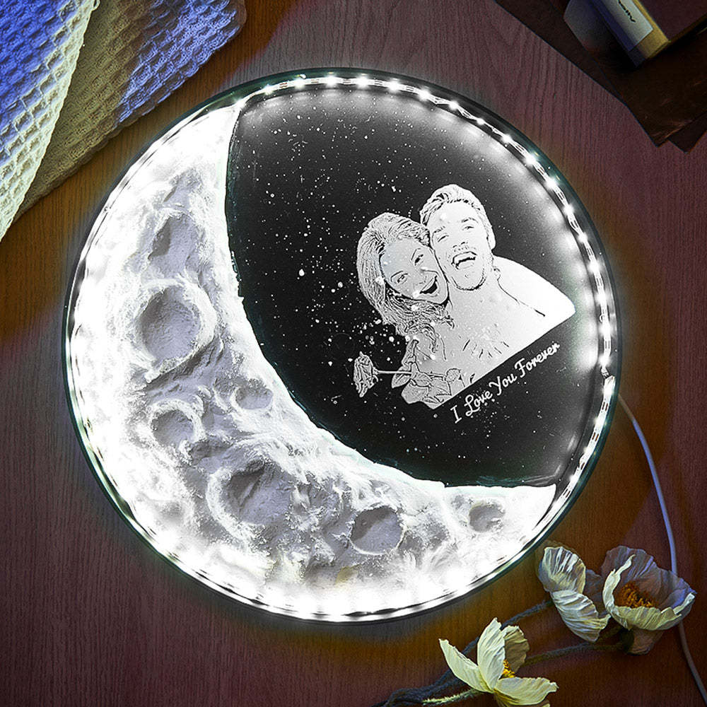 Personalized Photo Moon Lamp With Text DIY Clay Color Paint Night Light For Couples - maplunelampefr