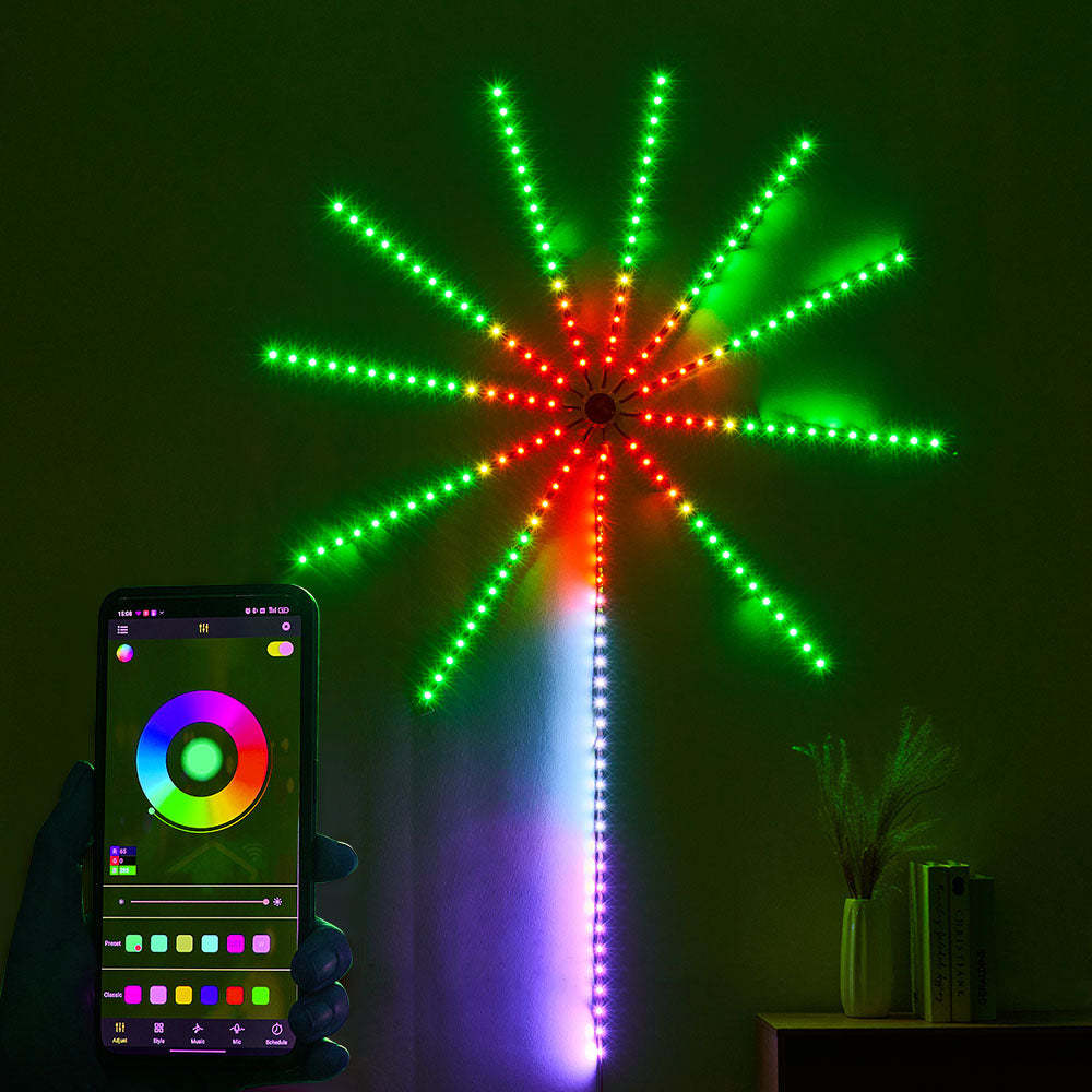 Feu D'artifice Led Lumières Rgb Bande App Contrôle Usb Avec Synchronisation De Musique À Distance Lumières Changeantes De Couleur Pour Noël - maplunelampefr