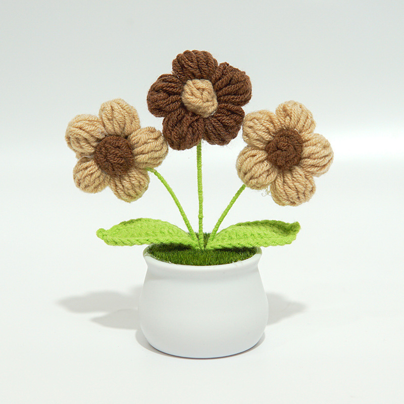 Tournesol Tricoté En Pot, Décoration Parfaite Pour Les Amoureux Des Plantes - MapLunelampeFr