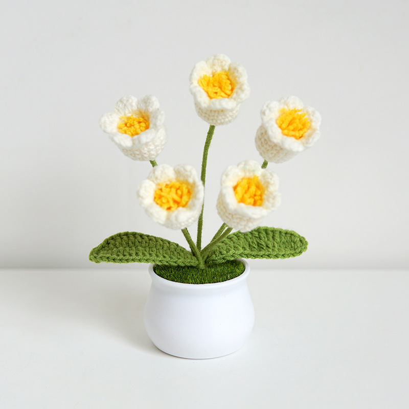 Ornement En Pot De Muguet Tricoté, Cadeau Parfait Pour Les Amateurs De Plantes - MapLunelampeFr