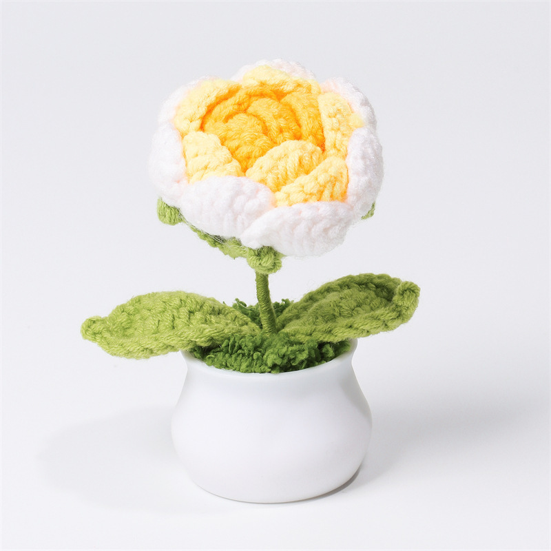 Rose En Pot Tricotée, Cadeau Idéal Pour La Saint-valentin. - MapLunelampeFr