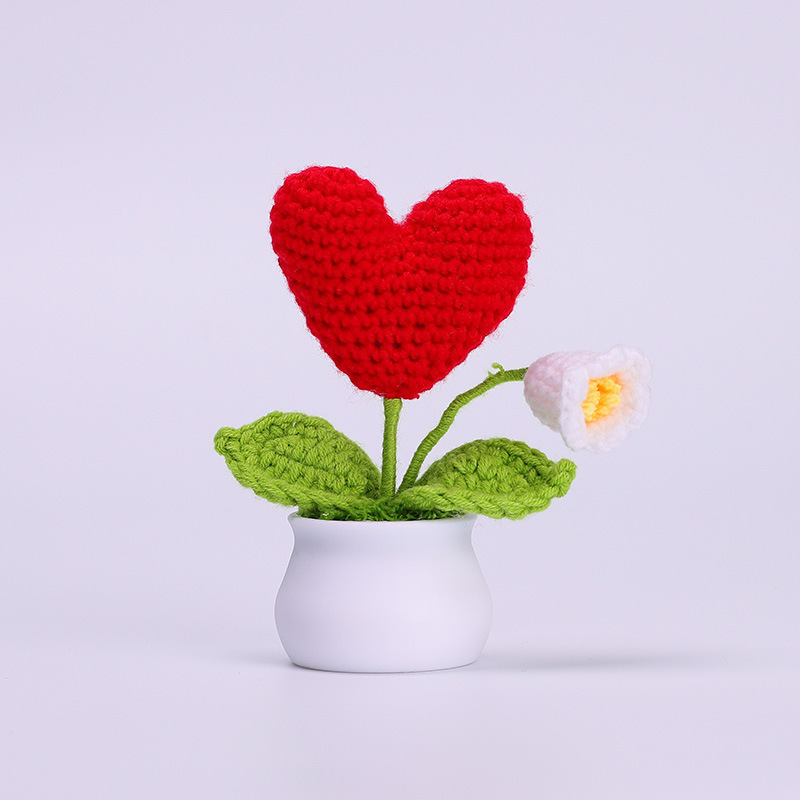 Décoration En Pot En Forme De Cœur Tricoté, Cadeau Idéal Pour La Saint-valentin - MapLunelampeFr