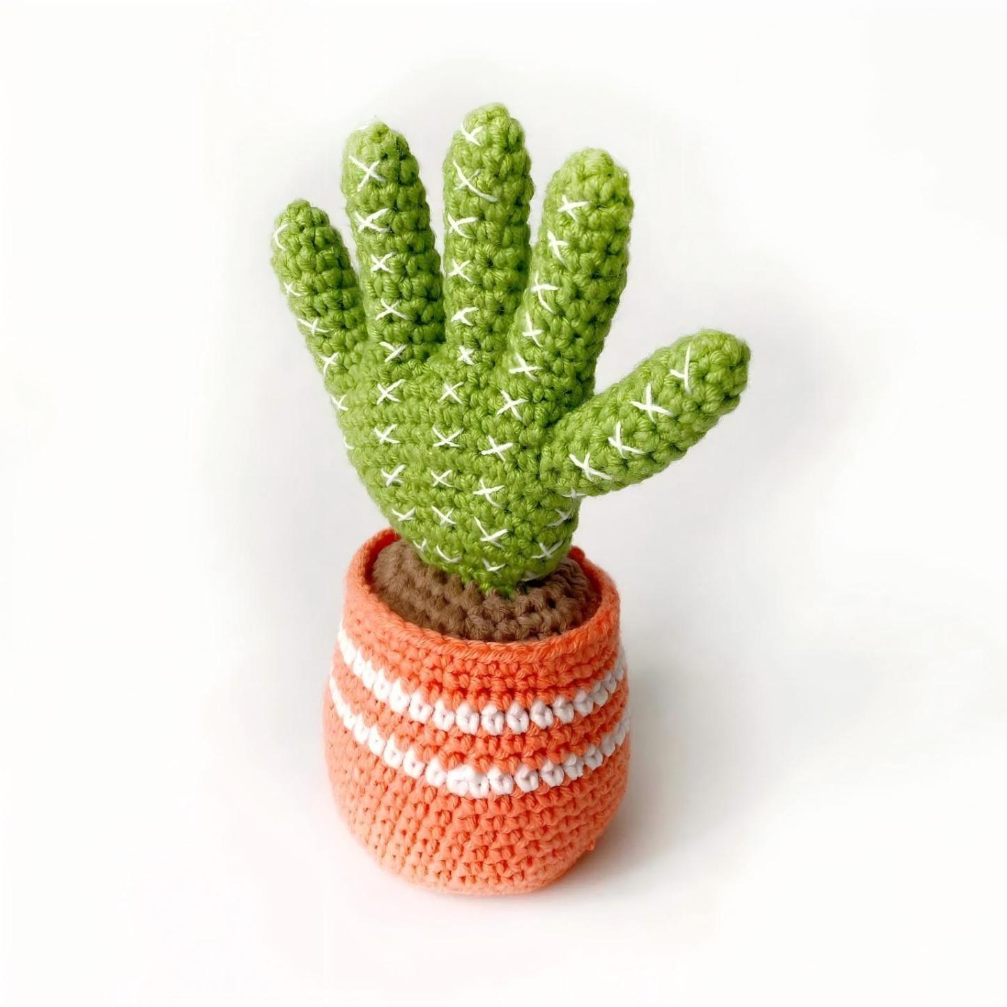 Pot En Forme De Cactus Au Crochet - Décoration De Bureau Avec Doigt D'honneur - MapLunelampeFr