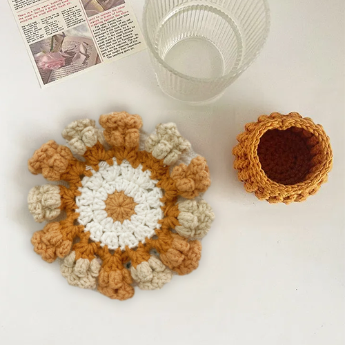 Ensemble De Sous-verres En Crochet Fait Main Avec Motif Floral Transformable, Décoration D'intérieur Écologique, Cadeau Unique Pour Maman - MapLunelampeFr