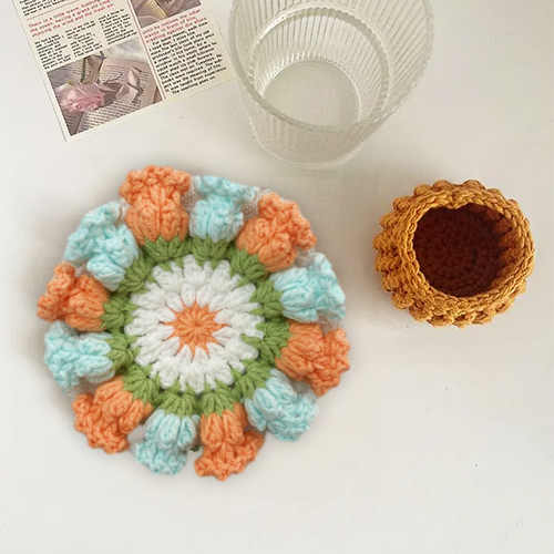 Ensemble De Sous-verres En Crochet Fait Main Avec Motif Floral Transformable, Décoration D'intérieur Écologique, Cadeau Unique Pour Maman - MapLunelampeFr