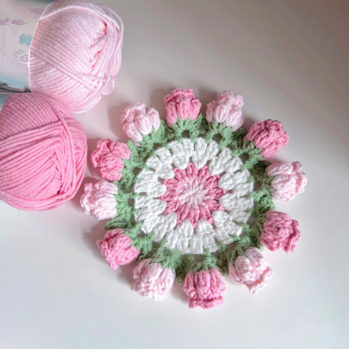 Ensemble De Sous-verres En Crochet Fait Main Avec Motif Floral Transformable, Décoration D'intérieur Écologique, Cadeau Unique Pour Maman - MapLunelampeFr