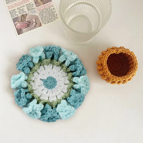 Ensemble De Sous-verres En Crochet Fait Main Avec Motif Floral Transformable, Décoration D'intérieur Écologique, Cadeau Unique Pour Maman - MapLunelampeFr