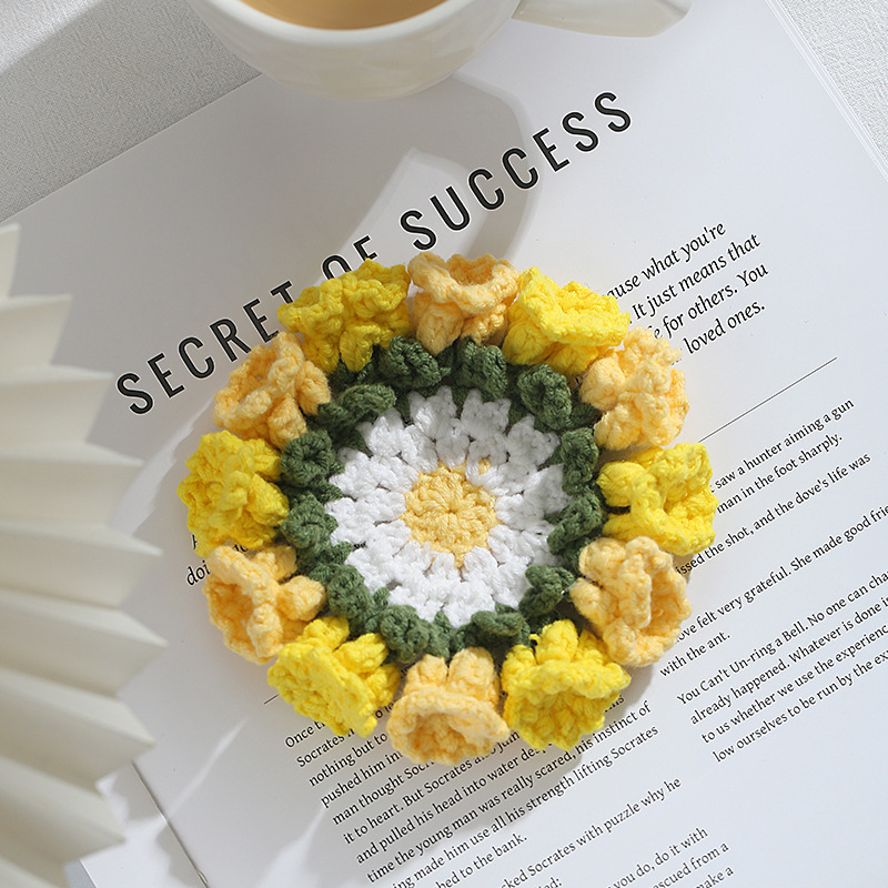 Ensemble De Sous-verres En Crochet Fait Main Avec Motif Floral Transformable, Décoration D'intérieur Écologique, Cadeau Unique Pour Maman - MapLunelampeFr