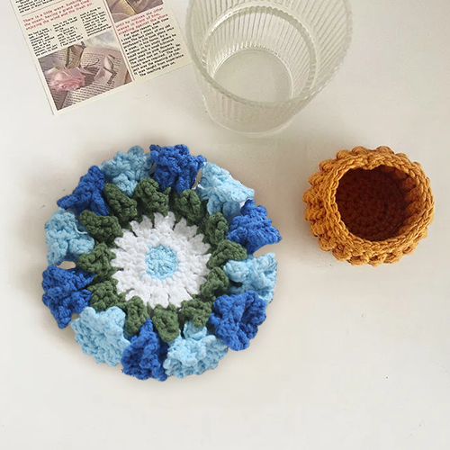 Ensemble De Sous-verres En Crochet Fait Main Avec Motif Floral Transformable, Décoration D'intérieur Écologique, Cadeau Unique Pour Maman - MapLunelampeFr