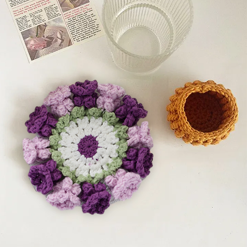 Ensemble De Sous-verres En Crochet Fait Main Avec Motif Floral Transformable, Décoration D'intérieur Écologique, Cadeau Unique Pour Maman - MapLunelampeFr