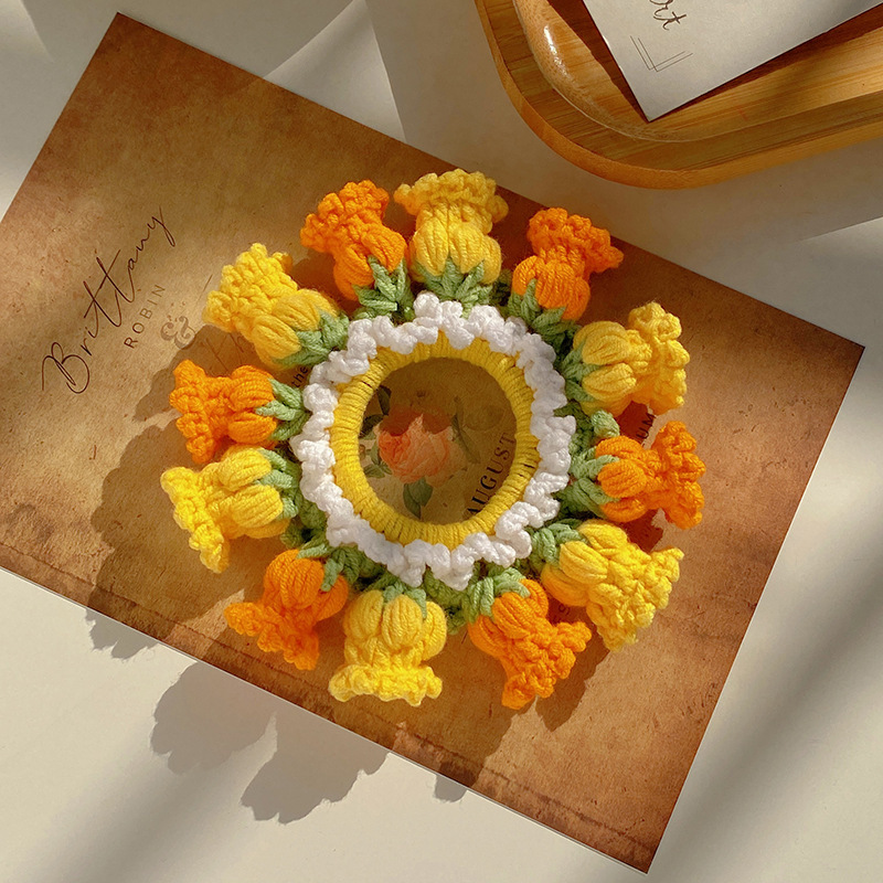 Cadeaux De Fête Des Mères Anneau De Cheveux En Laine De Muguet Tissé À La Main Pour Gros Intestin Anneau De Cheveux Pour Queue De Cheval À Haute Élasticité - MapLunelampeFr