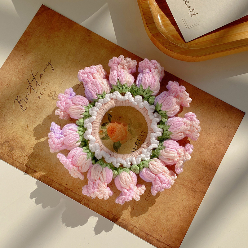 Cadeaux De Fête Des Mères Anneau De Cheveux En Laine De Muguet Tissé À La Main Pour Gros Intestin Anneau De Cheveux Pour Queue De Cheval À Haute Élasticité - MapLunelampeFr