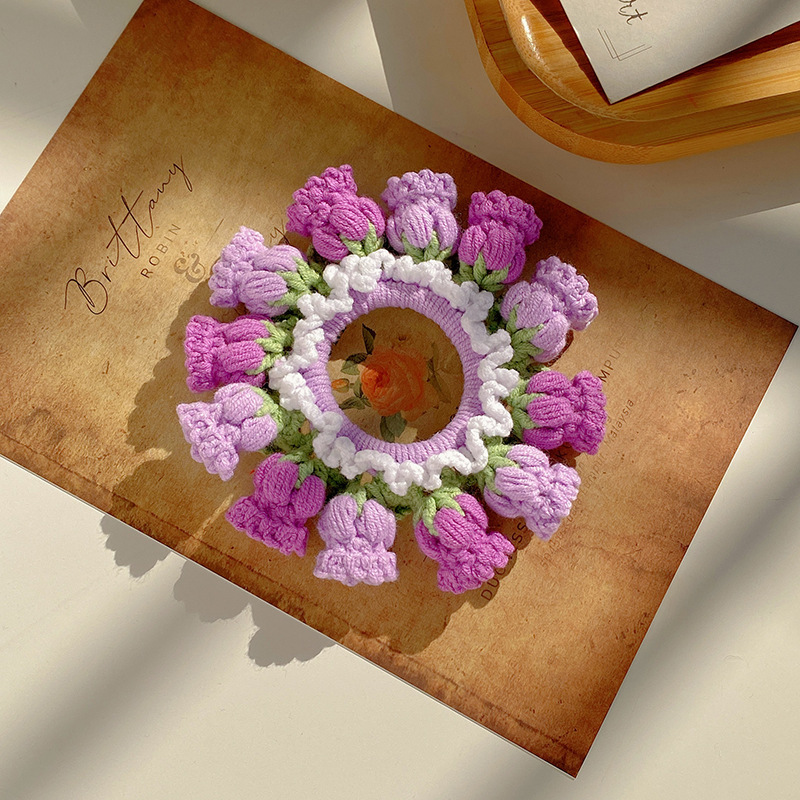 Cadeaux De Fête Des Mères Anneau De Cheveux En Laine De Muguet Tissé À La Main Pour Gros Intestin Anneau De Cheveux Pour Queue De Cheval À Haute Élasticité - MapLunelampeFr