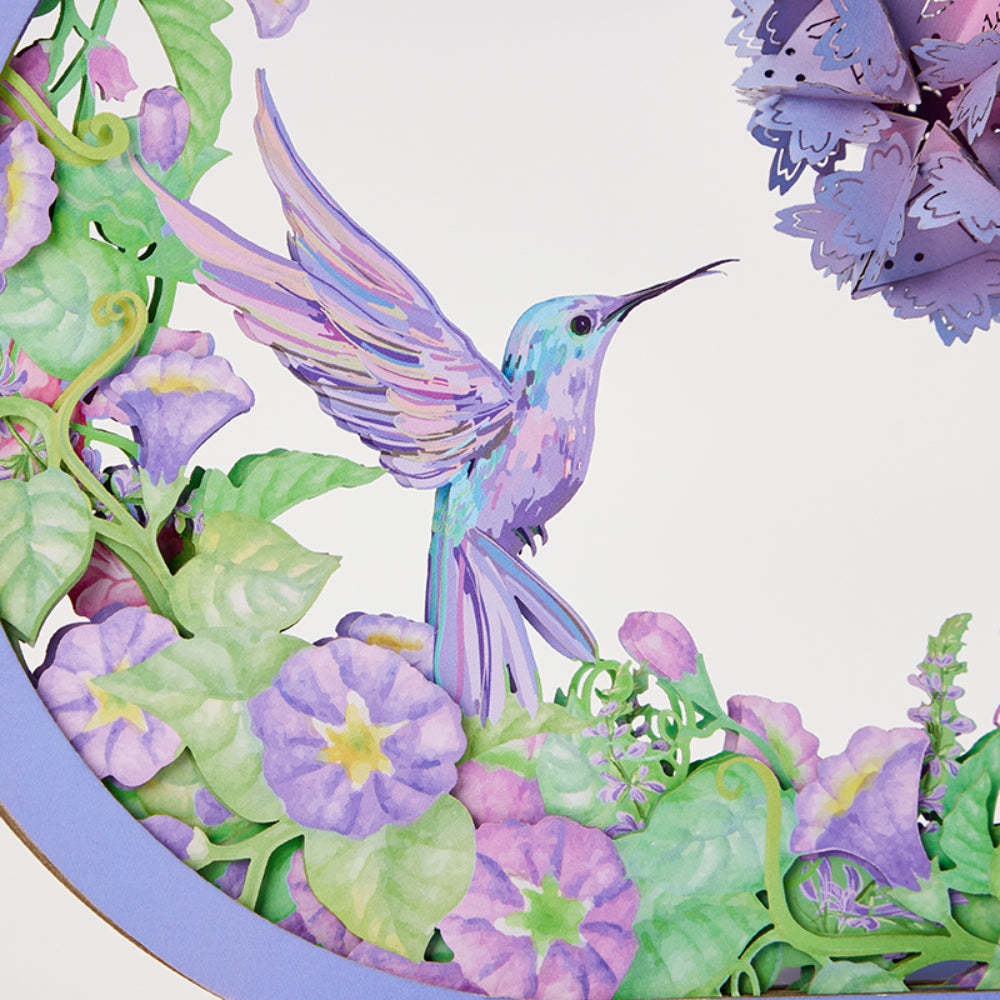 Lampe À Découper En Papier 3d Pour La Saint-valentin Colibri Violet Sculpture En Papier 3d Veilleuses - maplunelampefr