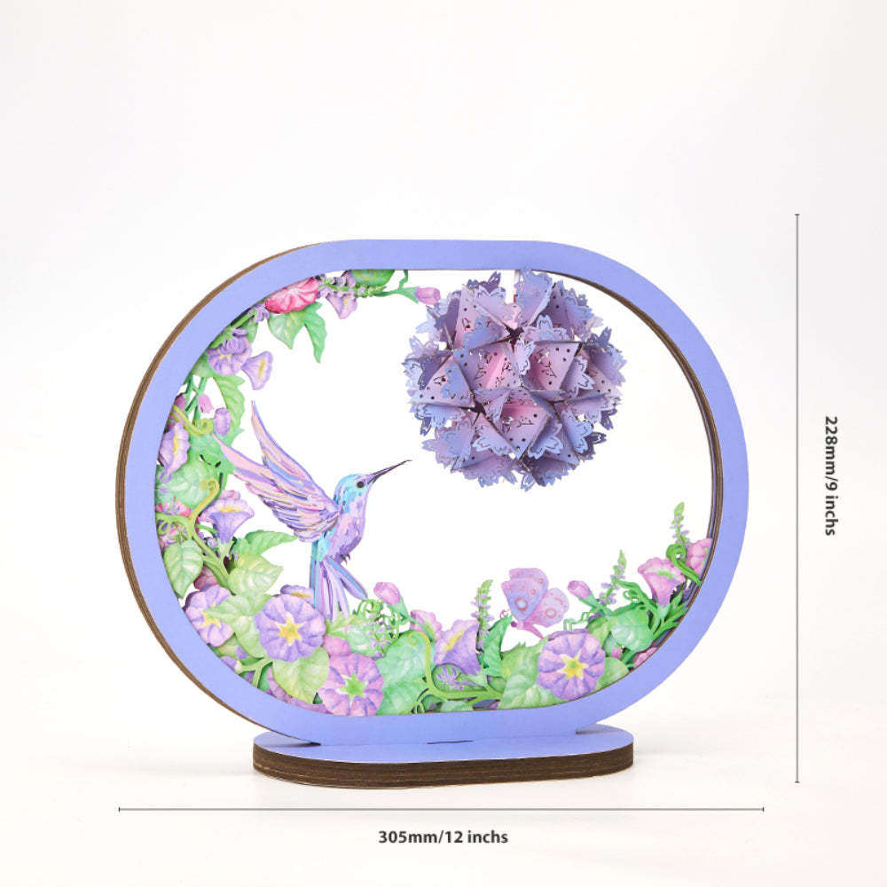 Lampe À Découper En Papier 3d Pour La Saint-valentin Colibri Violet Sculpture En Papier 3d Veilleuses - maplunelampefr