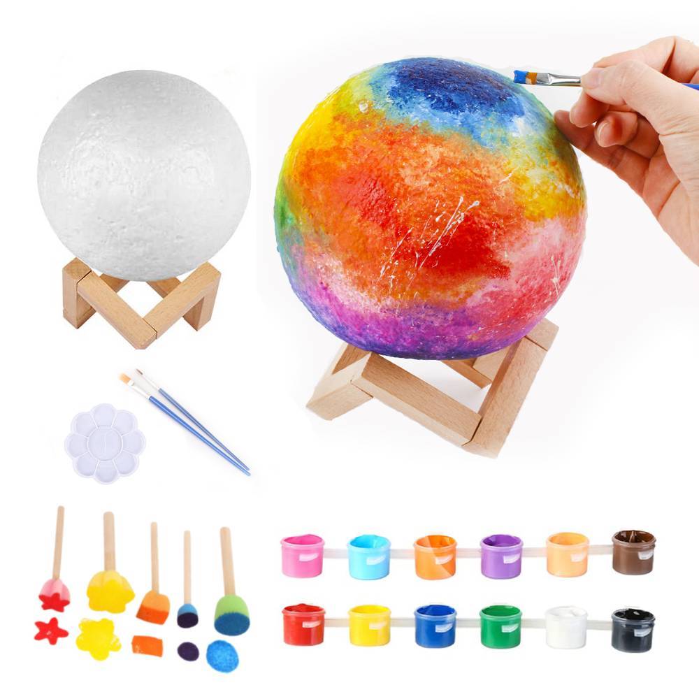 Diy 3d Moon Night Light Paint Your Own Moon Lamp Kit Cadeau Pour Les Enfants - maplunelampefr