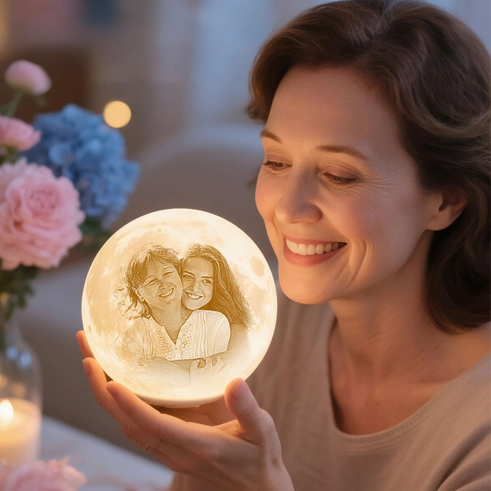 Lampe Photo Lune Personnalisée Pour La Fête Des Mères, Imprimée En 3d, Peinture Lumineuse Lunaire Pour Maman