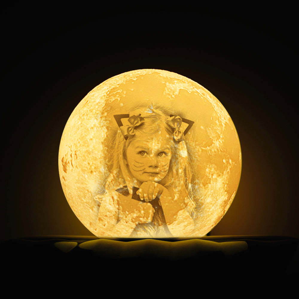 Lampe Lune Personnalisée Avec Gravure Photo En 3d, Idée Créative Pour Bébé – tapez Trois Couleurs - MapLunelampeFr