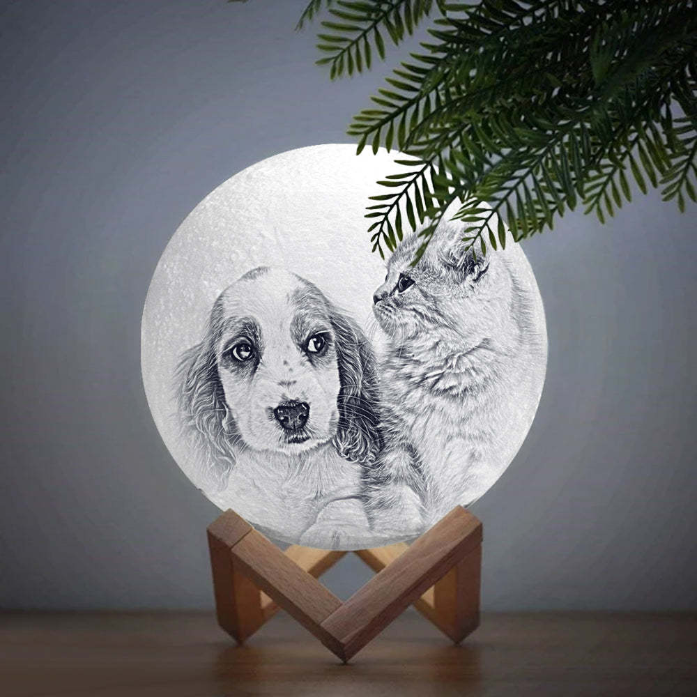 Lampe Personnalisée Impression 3D Animaux de Compagnie Personnalisé,Cadeau Personnalisé - Toucher Deux Couleurs Blanche