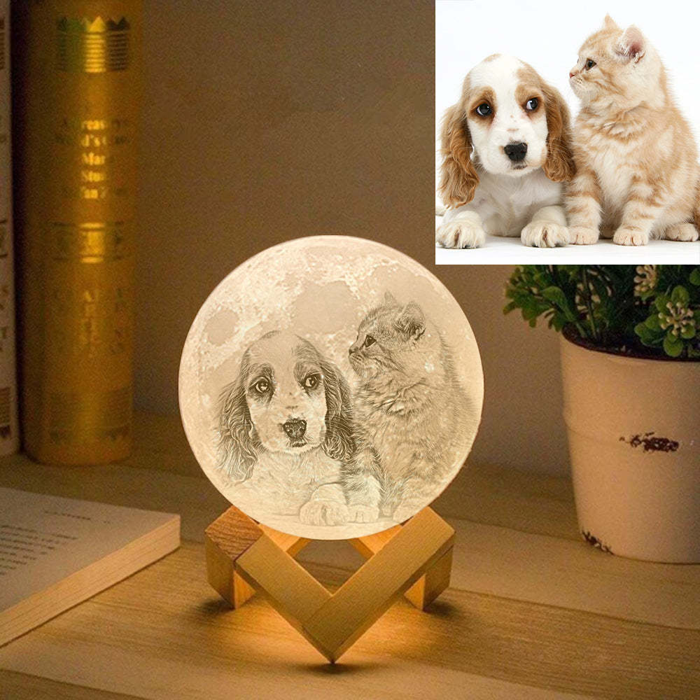 Lampe Personnalisée Impression 3D Animaux de Compagnie Personnalisé,Cadeau Personnalisé - Toucher Deux Couleurs Blanche