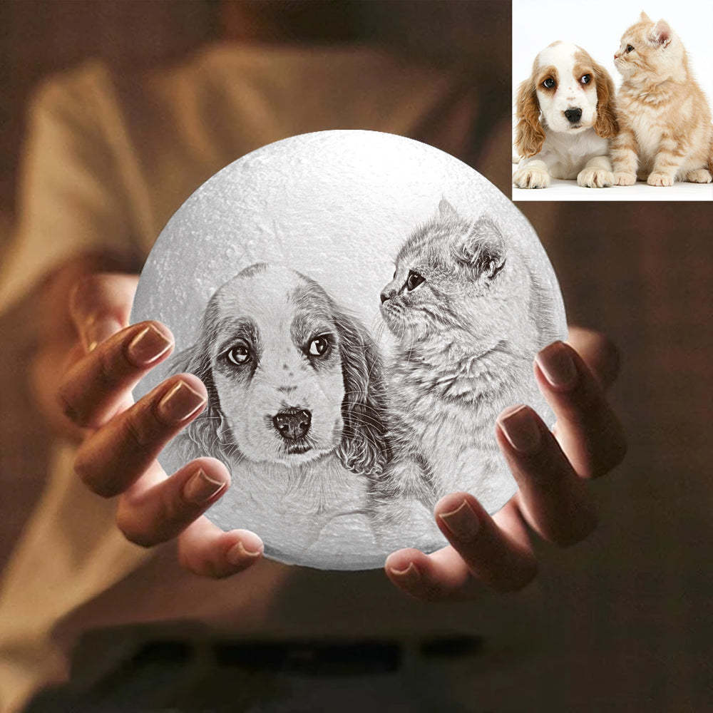 Lampe Personnalisée Impression 3D Animaux de Compagnie Personnalisé,Cadeau Personnalisé - Toucher Deux Couleurs Blanche