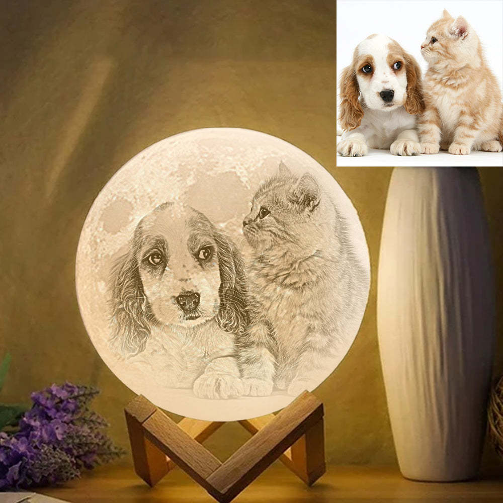 Lampe Personnalisée Impression 3D Animaux de Compagnie Personnalisé,Cadeau Personnalisé - Toucher Deux Couleurs Blanche