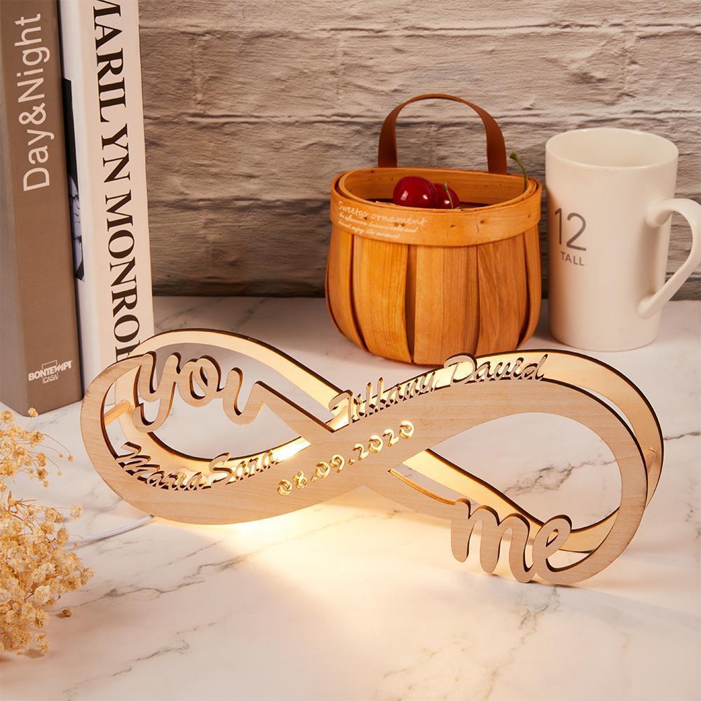 Amour Bonheur Lampe Veilleuse Bois Gravé Personnalisé Lumière Infini Amour Cadeau Pour Elle Aimer Maman