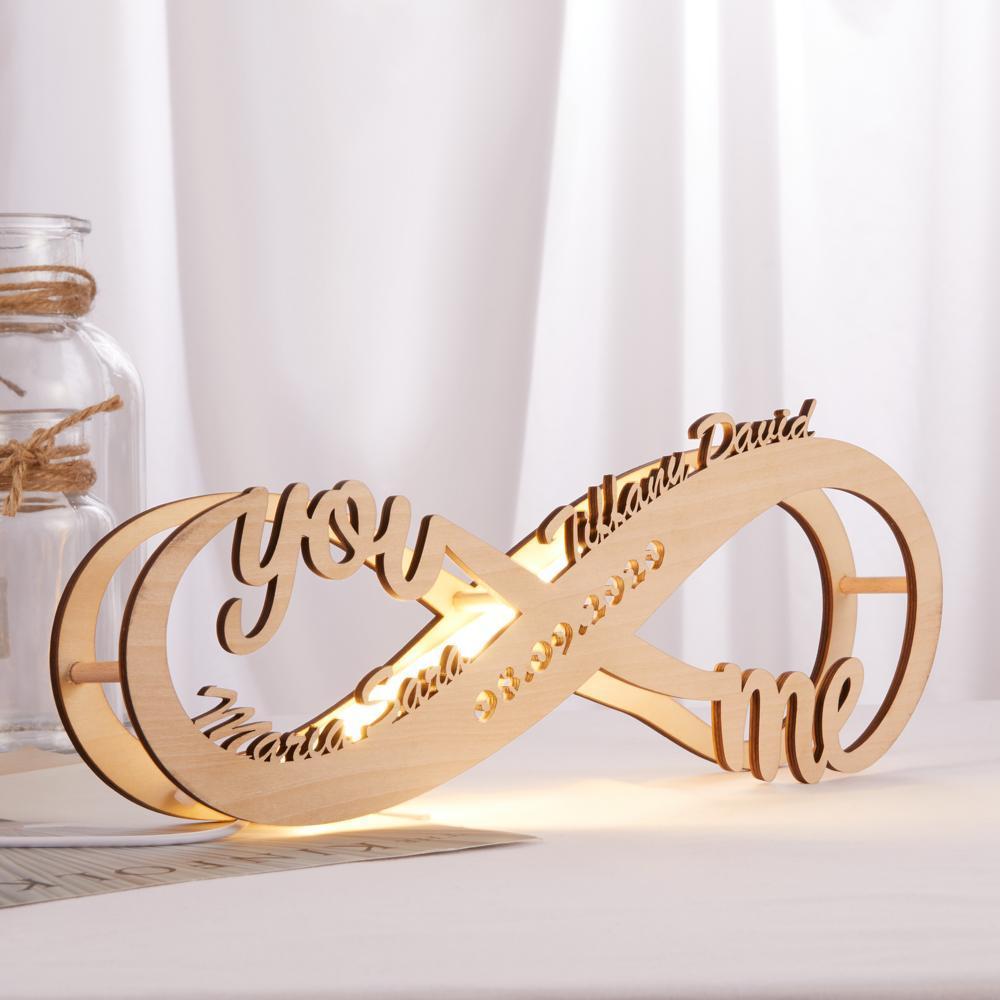 Amour Bonheur Lampe Veilleuse Bois Gravé Personnalisé Lumière Infini Amour Cadeau Pour Elle Aimer Maman